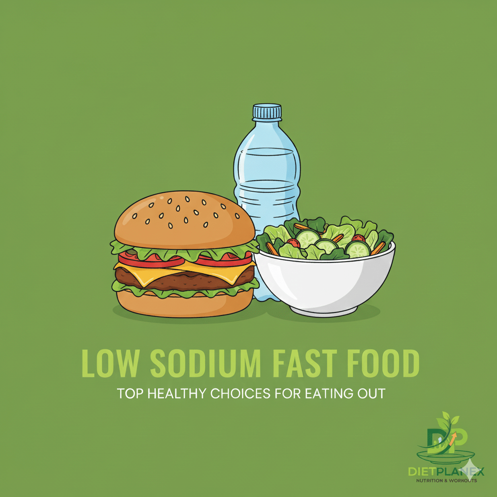 Low sodium fast food meal options on a table for healthier eating